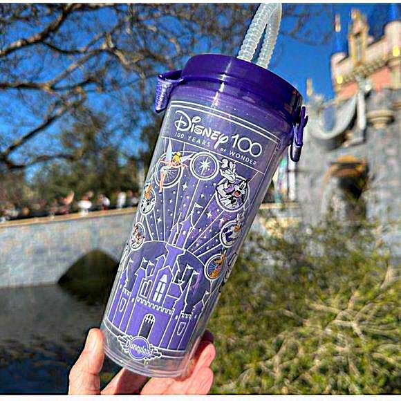 Disney Dining New Disney 0 Years Of Wonder Celebration Thermo Tumbler Purple With Lanyard